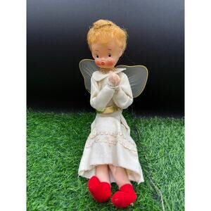 Vintage Mid-Century Plastic-Faced Angel Christmas Ornament – Japan